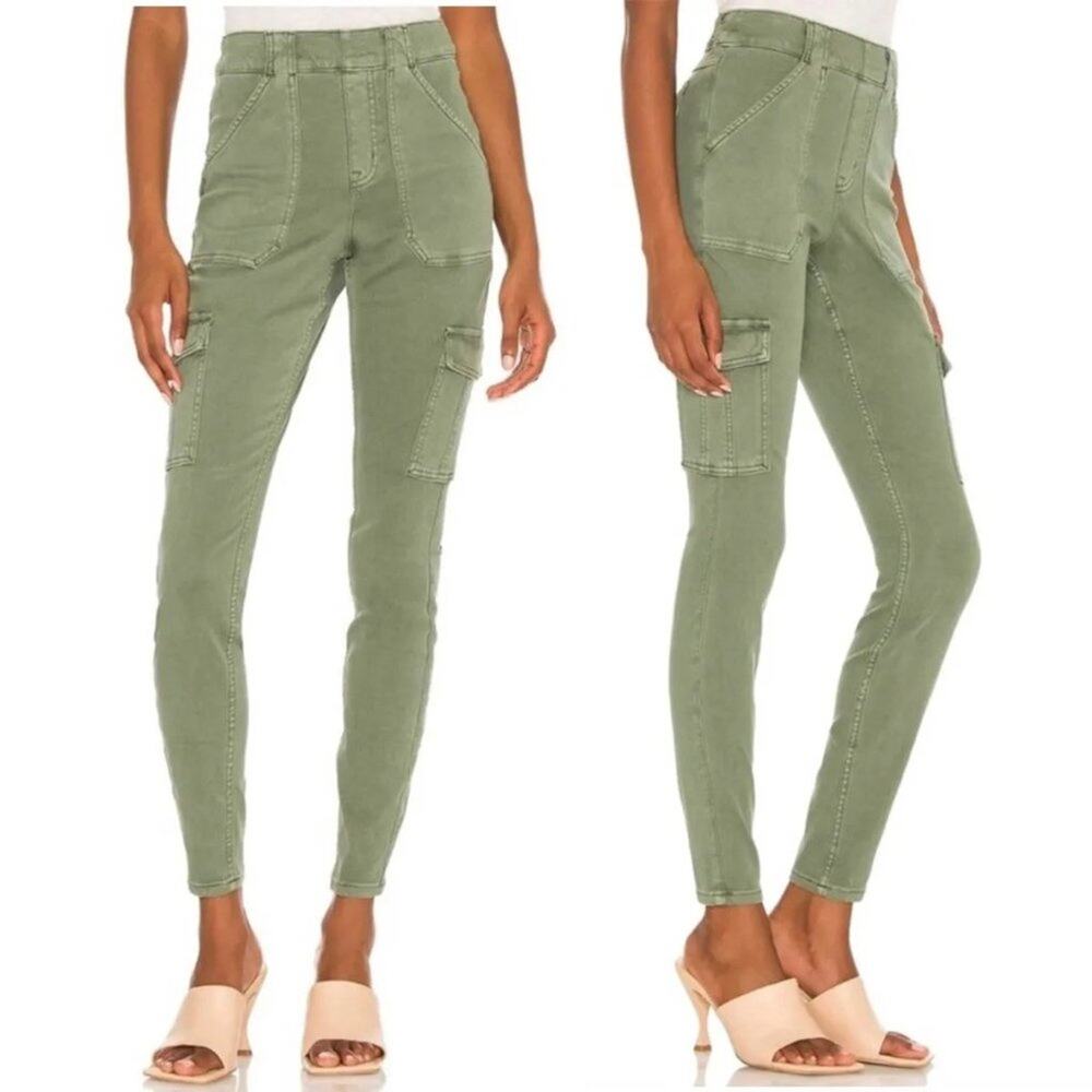 SPANX Stretch Twill Ankle Cargo Pants in Soft Sage